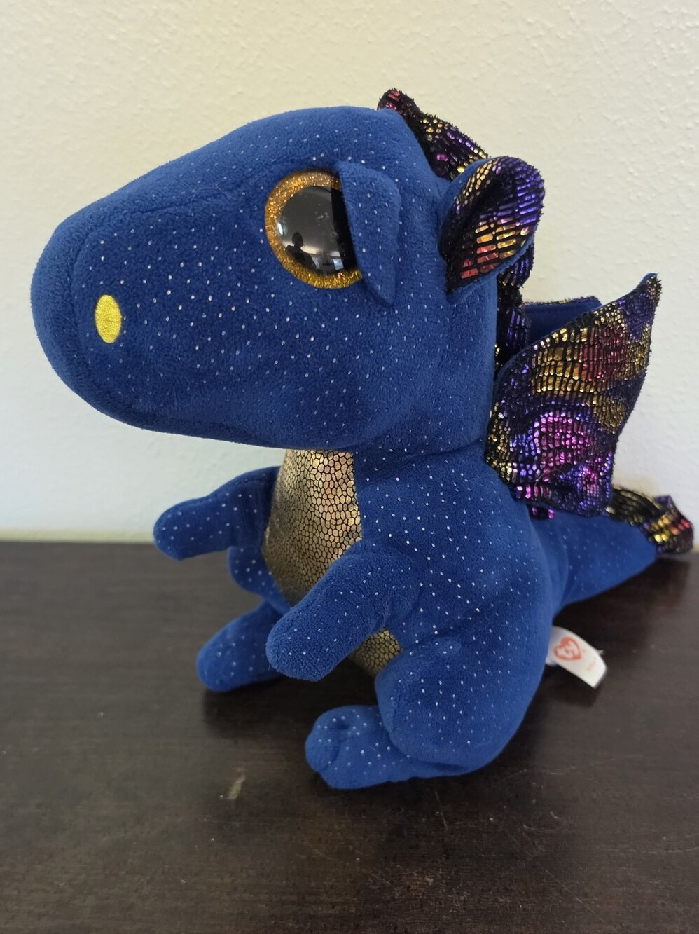 TY Sparkle Blue Saffire Dragon Plush - Shimmery Navy